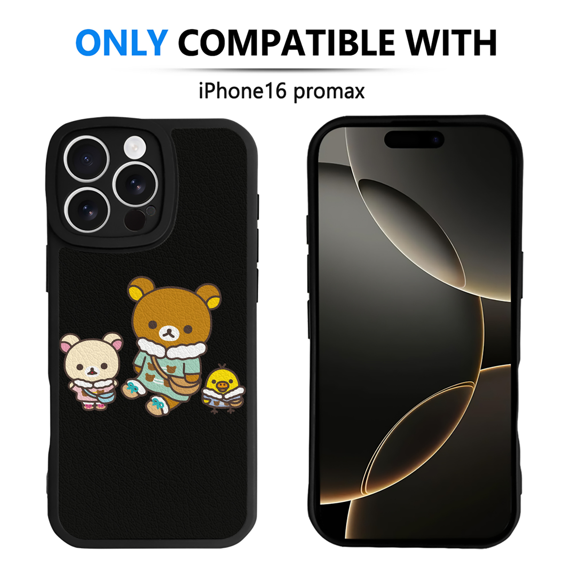 （画像用） リラックマ リラックマ キイロイトリ Rilakkuma Korilakkuma Kiiroitori 【iPhone 16シリーズ対応】シリコンスマホケース（レザー調） 材質：シリコン